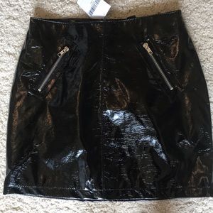 Black faux leather skirt